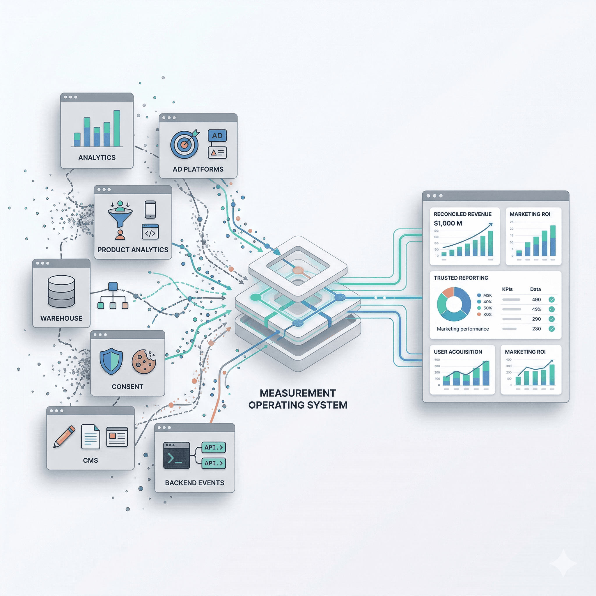 Analytico dashboard showing reconciled paid media revenue vs GA4
