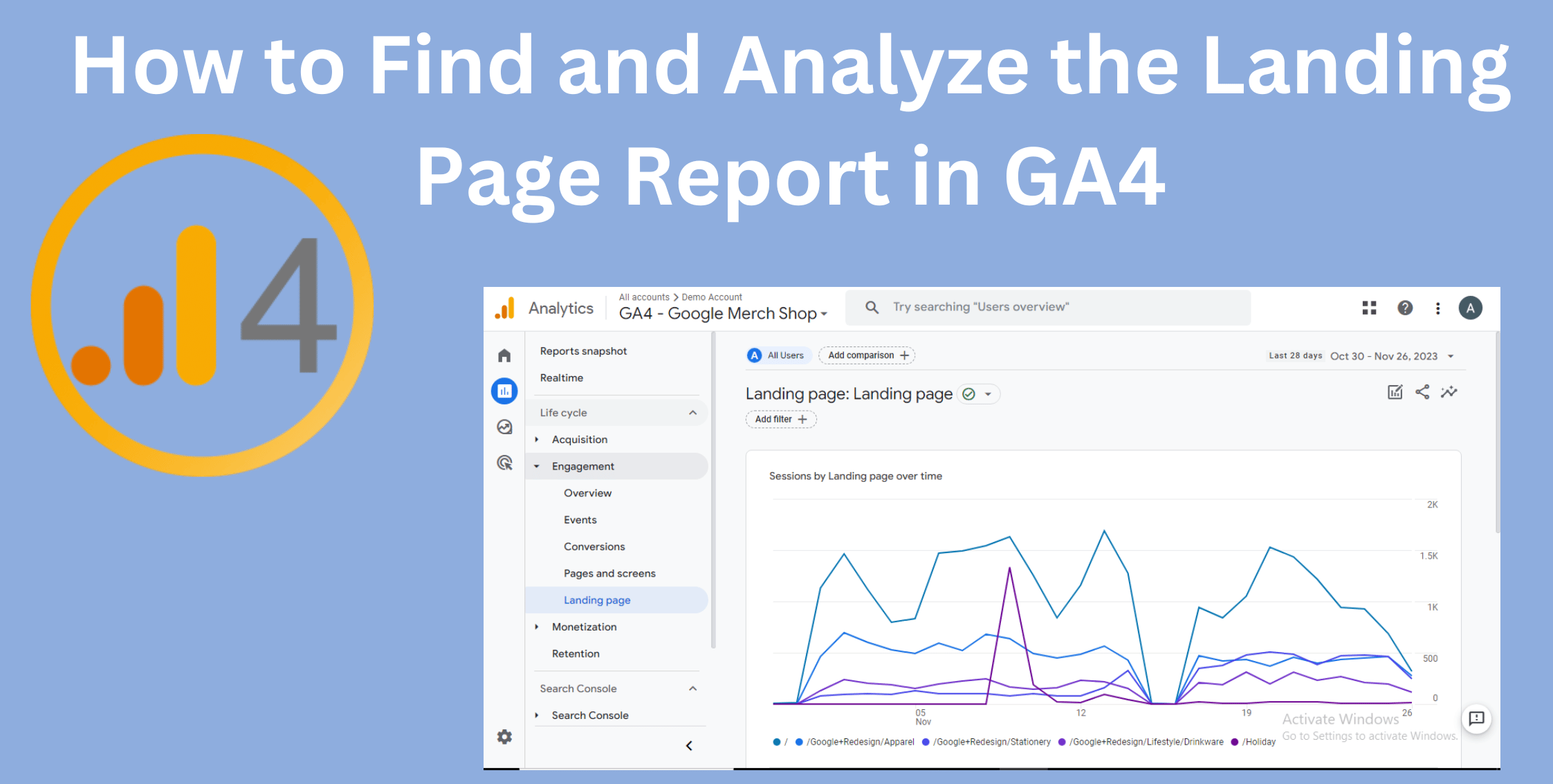 Landing Page Report in GA4